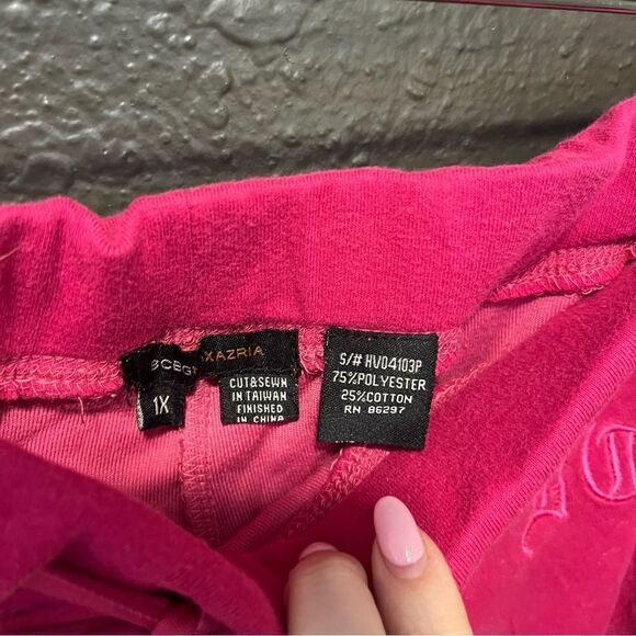 BCBGMaxazria Pink Spell Out Velour Baggy Track Pants - Picture 7 of 7